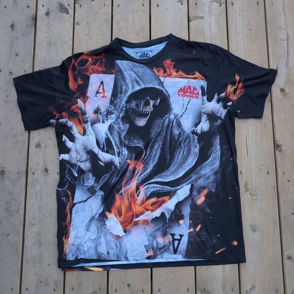 Mac Tools Grim Reaper Flame Graphic T-Shirt Black – Men’s XL - Picture 1 of 6